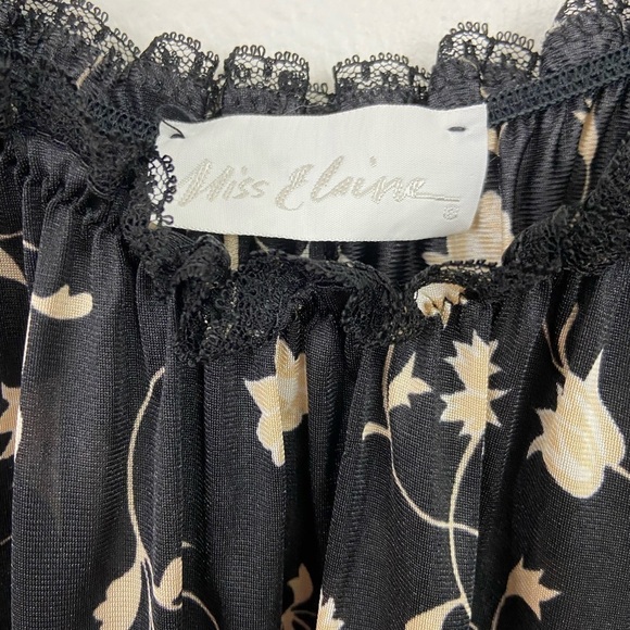 Vintage Black Lace Maxi Slip Dress Nightgown Boudoir Trad Sheer Floral Lace M - Picture 2 of 11